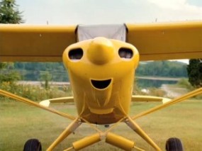 This happy yellow airplane proves I'm smart and helps American Express earn trust.